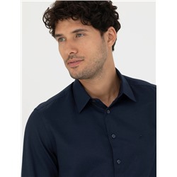 Lacivert Slim Fit Uzun Kollu Gömlek