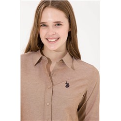 Kadın Camel Uzun Kollu Basic Gömlek