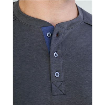 Джемпер хенли из полотна пике с меланжевым плетением с эластаном