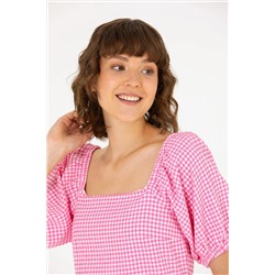 Kadın Pembe Kısa Kollu Gömlek