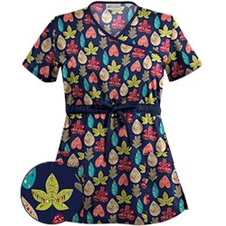 UA Leaf Of Faith Navy Print Mock Wrap Scrub Top
