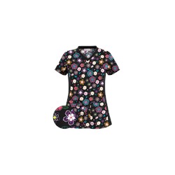 UA Wild Garden Black Scrub Top