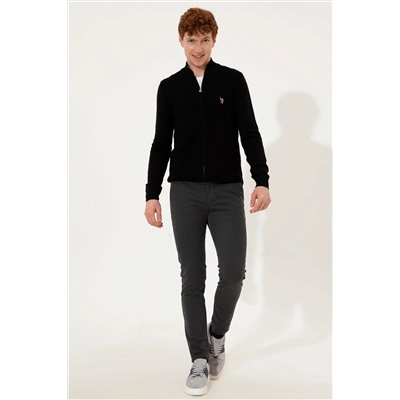 Erkek Siyah Basic Triko Hırka