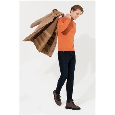 Erkek Kiremit Dik Yaka Triko Kazak