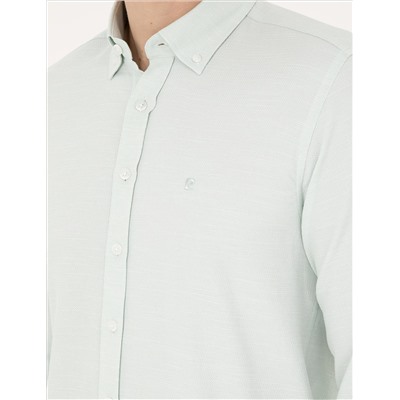 Yeşil Slim Fit Uzun Kollu Gömlek