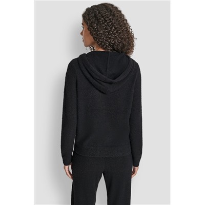 FEATHER YARN HOODIE WITH DRAWCORD AND TONAL LOGO