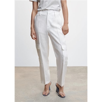 Pantalón lino estilo cargo