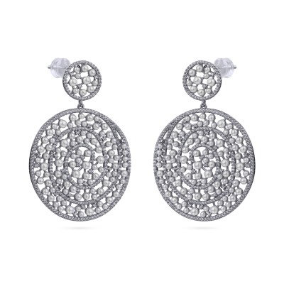 Серьги (жемчуг белый, фианит; покрытие родий), Есть комплект