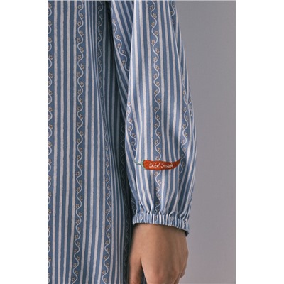 Camisola corta viscosa estampado rayas azul