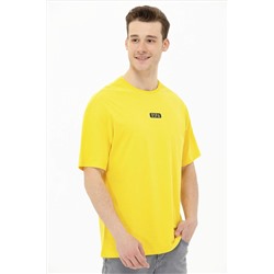 Erkek Koyu Sarı Oversize Bisiklet Yaka Tişört