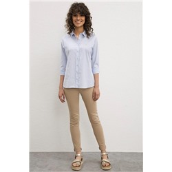 Kadın Açık Mavi Uzun Kollu Basic Gömlek