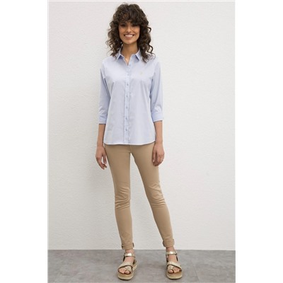 Kadın Açık Mavi Uzun Kollu Basic Gömlek