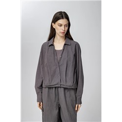 Серая блузка с углообразным вырезом