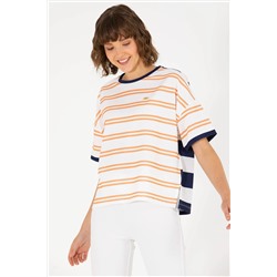 Kadın Kiremit Bisiklet Yaka Tişört