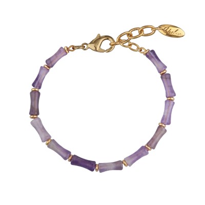 Браслет Селена (аметист 12мм; покрытие золото) 19-22см, Есть комплект