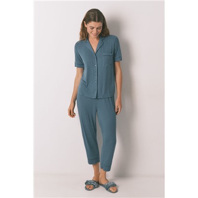 Pijama camisero Capri viscosa verde