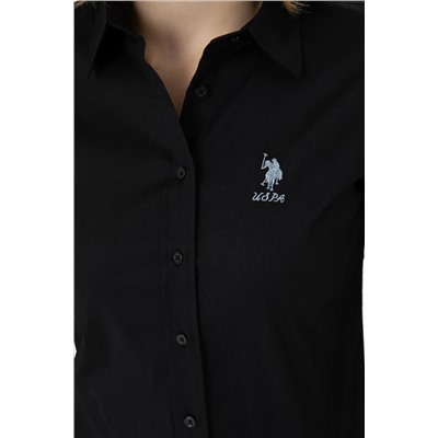 Kadın Siyah Uzun Kollu Basic Gömlek