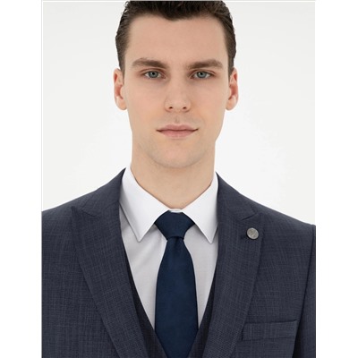 Lacivert Ekstra Slim Fit Yelekli Takım Elbise