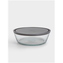 Контейнер, 2,3 л, стекло/пластик, круглый, серый, Basis