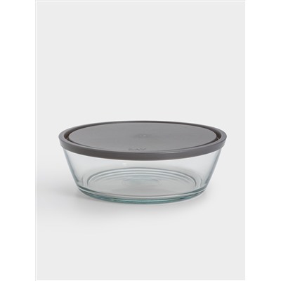 Контейнер, 2,3 л, стекло/пластик, круглый, серый, Basis