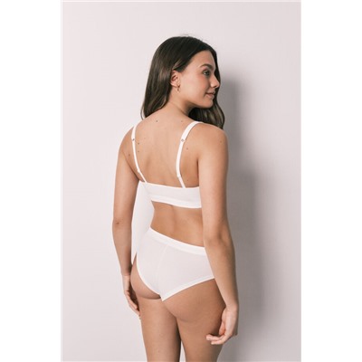 Braga brasileña ancha algodón canalé blanca