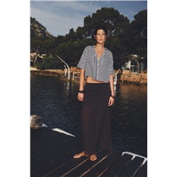 CROPPED LINEN BLEND SHIRT