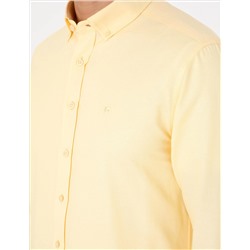 Sarı Oxford Slim Fit Kolay Ütülenebilir Gömlek