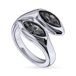 Кольцо Эдем (кристаллы SW темно-серые; покрытие родий), Есть комплект