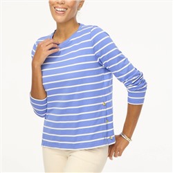 Striped long-sleeve side-button top