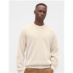 Oversized Fisherman-Stitch Crewneck Sweater