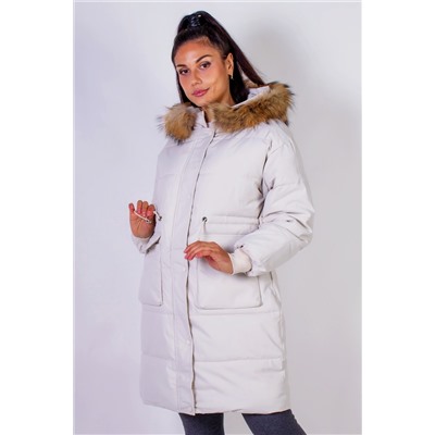 Зимняя удлиненная парка с капюшоном натуральный мех арт.617