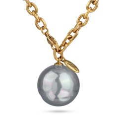 Кулон (Майорка 25мм серо-голубая; покрытие золото 95см), Есть комплект