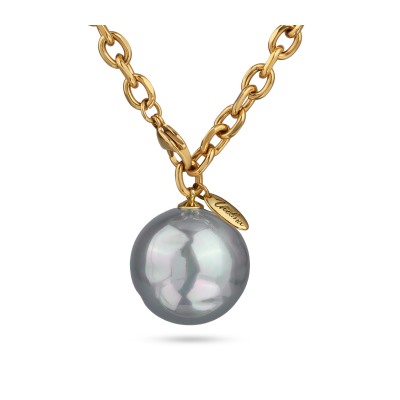 Кулон (Майорка 25мм серо-голубая; покрытие золото 95см), Есть комплект