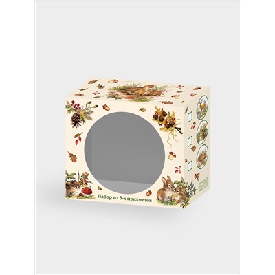 Набор, 3 пр, тарелка 18 см, салатник 13 см, кружка 200 мл, Лисята