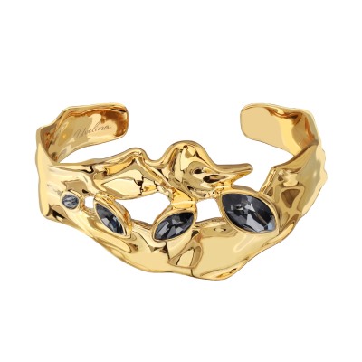 Браслет Эйва (кристаллы SW темно-серые; покрытие золото), Есть комплект