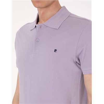 Lila Slim Fit %100 Pamuk Polo Yaka Basic Tişört