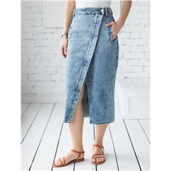 Юбка на запАх из эластичного денима