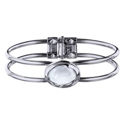 Браслет Грация (кристаллы SW 18х13 белый электрик; покрытие родий), Есть комплект