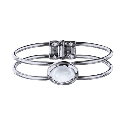 Браслет Грация (кристаллы SW 18х13 белый электрик; покрытие родий), Есть комплект