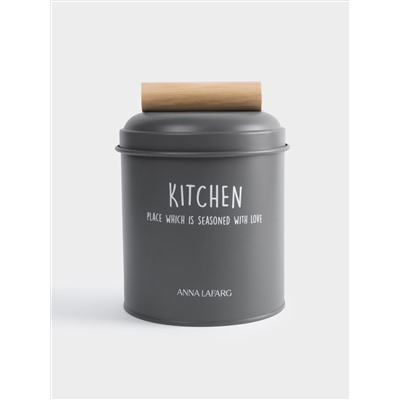 Банка для сыпучих продуктов, 1 л, металл/дерево, графитовая, Local