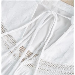 Элегантное темпераментное жаккардовое вышитое ажурное свободное повседневное платье