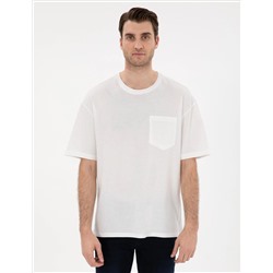 Ekru Comfort Fit Basic Tişört