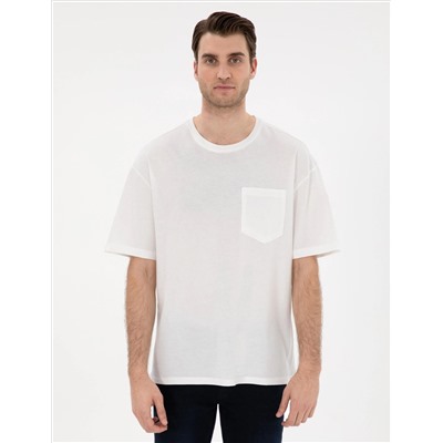 Ekru Comfort Fit Basic Tişört