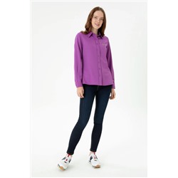 Kadın Violet Uzun Kollu Basic Gömlek