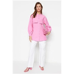 TRENDYOL MODEST Pembe Dokuma Pamuklu Gömlek TCTSS23TG00030
