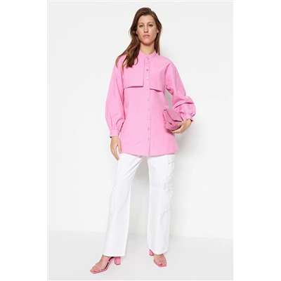 TRENDYOL MODEST Pembe Dokuma Pamuklu Gömlek TCTSS23TG00030