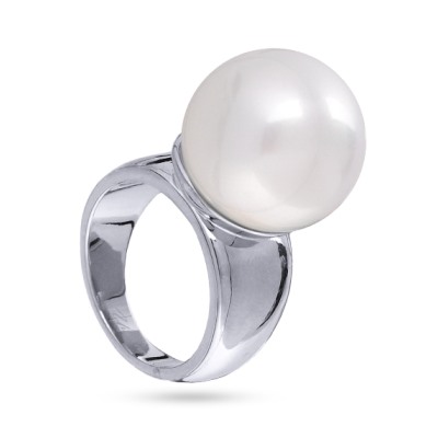 Кольцо (Майорка 16мм белая; покрытие родий), Есть комплект