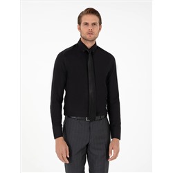 Siyah Slim Fit Uzun Kollu Gömlek