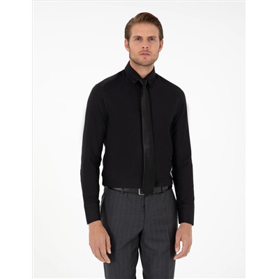 Siyah Slim Fit Uzun Kollu Gömlek