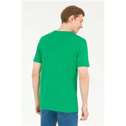 Erkek Yeşil Bisiklet Yaka Tişört